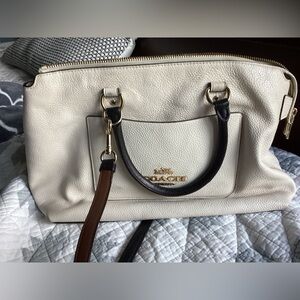 Coach Cream Emma Satchel Leather Handbag